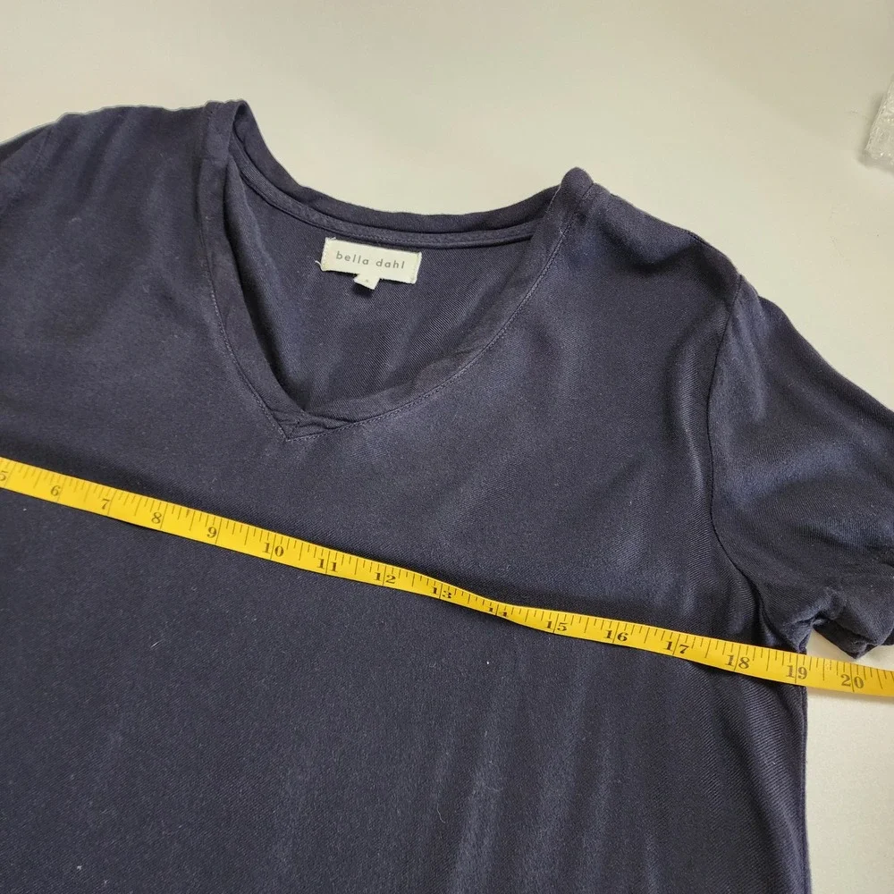Bella‎ Dahl Womens Navy Blue V Neck T Shirt Dress Size Small Short Sleeve Rayon